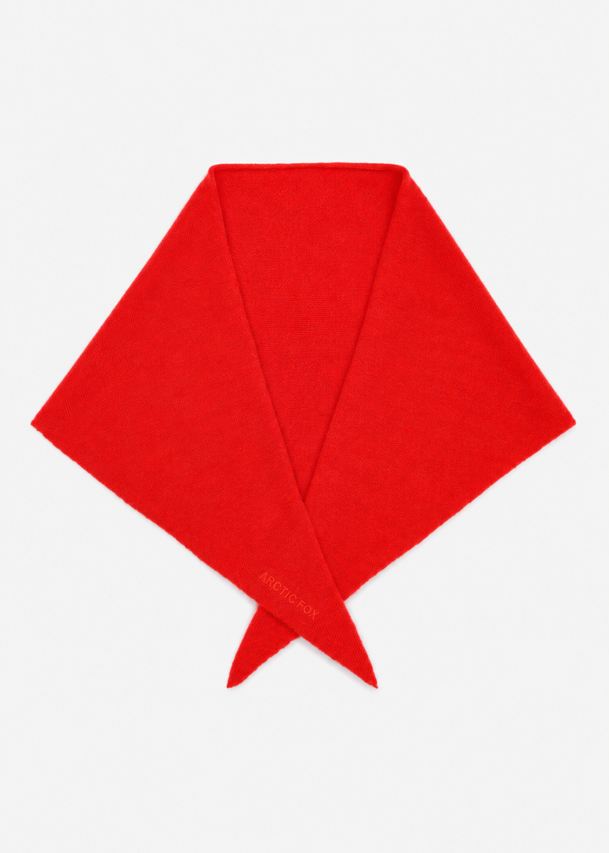 MERINO WOOL TRIANGLE SCARF- LAVA RED