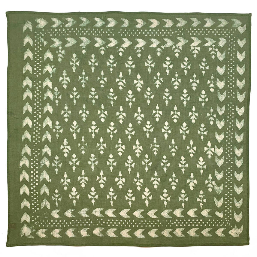 BLOCK PRINT BANDANA- GREEN