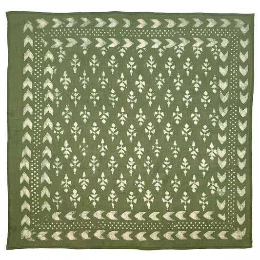 BLOCK PRINT BANDANA- GREEN
