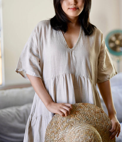 SYDNEY LINEN DRESS - NATURAL