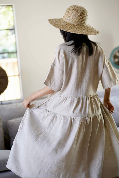 SYDNEY LINEN DRESS - NATURAL