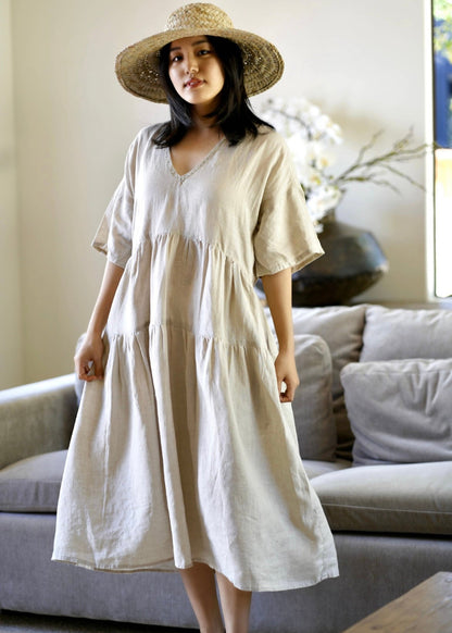 SYDNEY LINEN DRESS - NATURAL