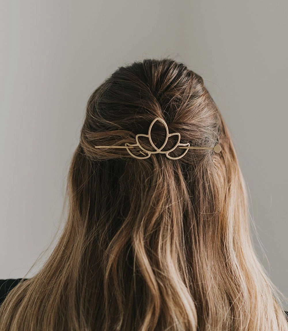 LOTUS FLOWER HAIR SLIDE WITH STICK