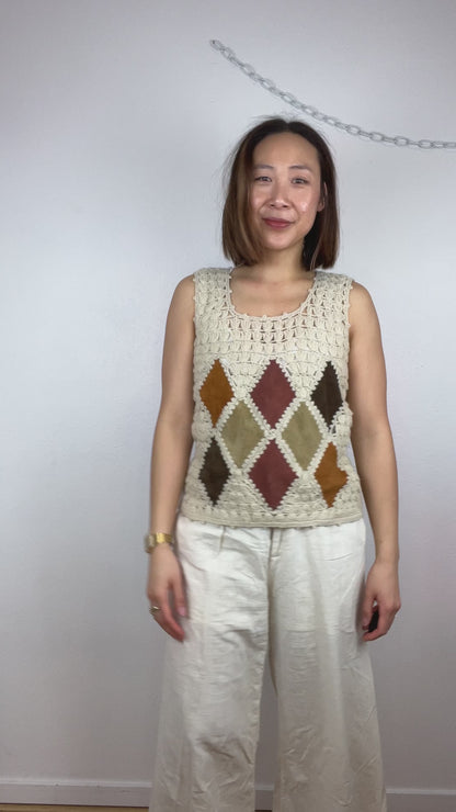 VINTAGE LEATHER PATCHWORK TOP