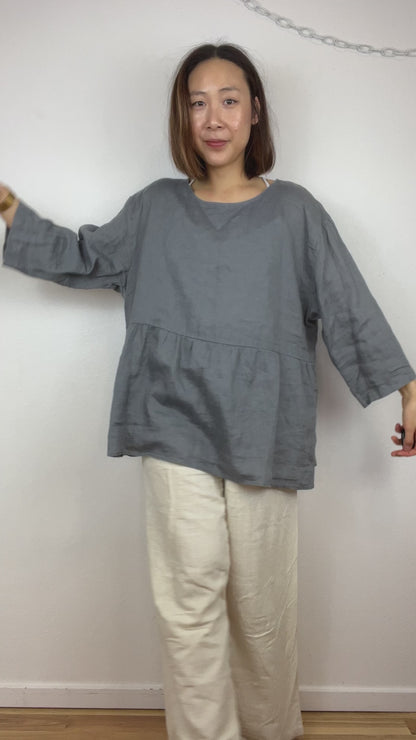 LINEN FLOWY BLOUSE