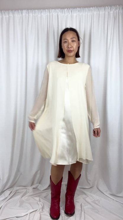 CREAM SILK FLOWY DRESS