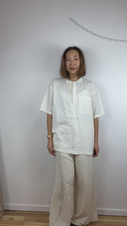 CHECKERED WHITE HENLEY TOP