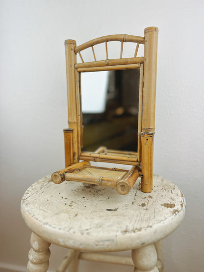 RARE Bamboo Folding Table Mirror