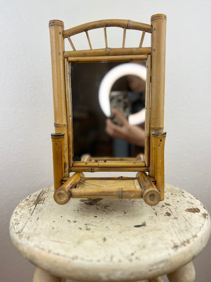 RARE Bamboo Folding Table Mirror
