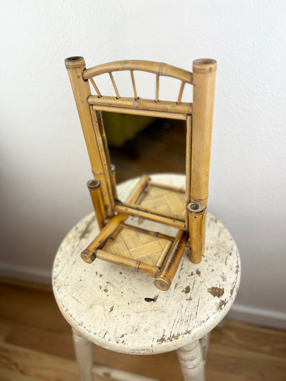 RARE Bamboo Folding Table Mirror
