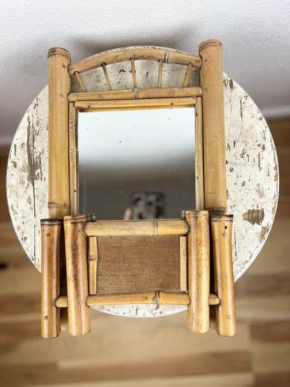 RARE Bamboo Folding Table Mirror