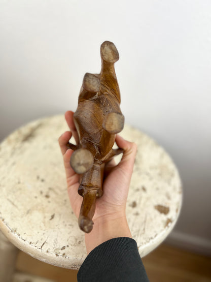 Vintage Hand Carved Wood Elephant Sculpture