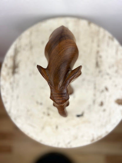 Vintage Hand Carved Wood Elephant Sculpture