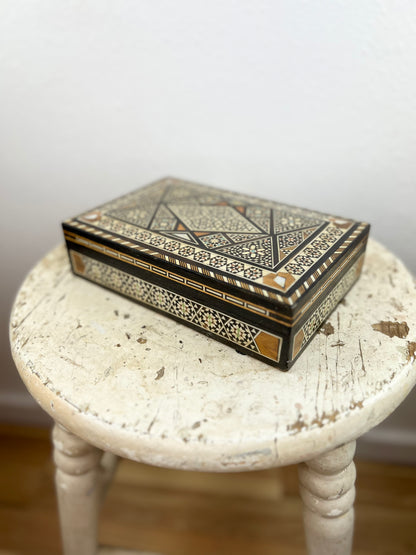 Wooden Jewelry Box with Mother of Pearl Inlay