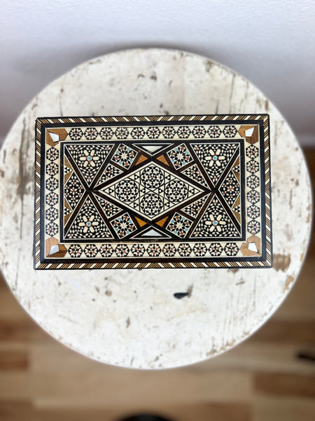 Wooden Jewelry Box with Mother of Pearl Inlay
