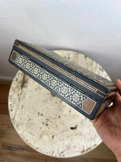Wooden Jewelry Box with Mother of Pearl Inlay