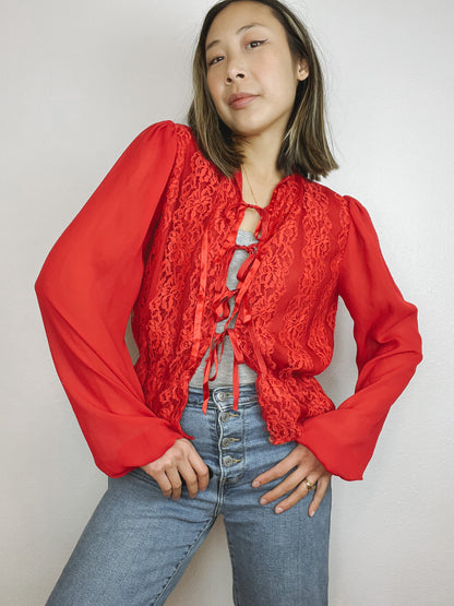 Romantic Floral Lace Peplum Blouse