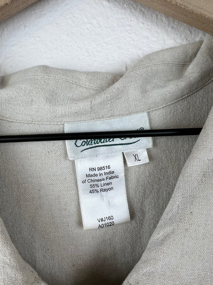 Coldwater Creek Boxy Neutral Button Up Top