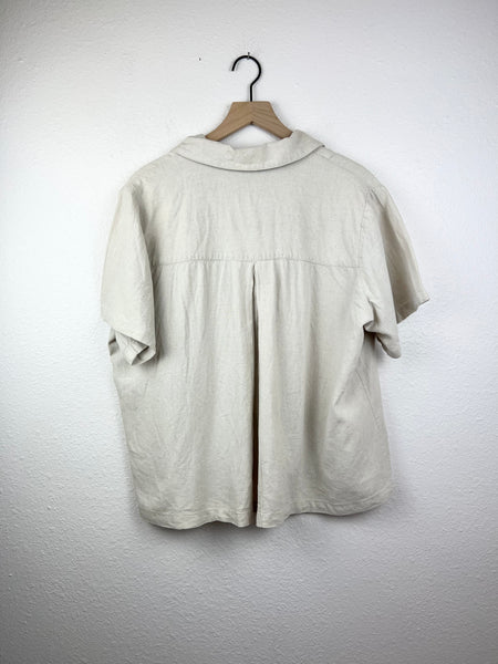 Coldwater Creek Boxy Neutral Button Up Top