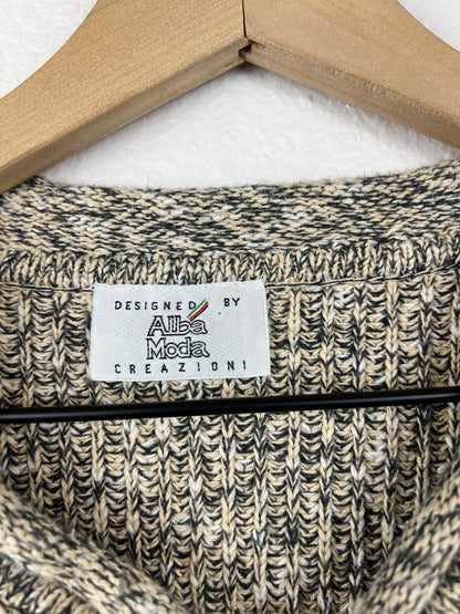 Heathered V-Neck 1-Button Sweater