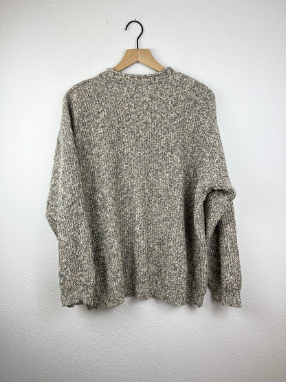 Heathered V-Neck 1-Button Sweater