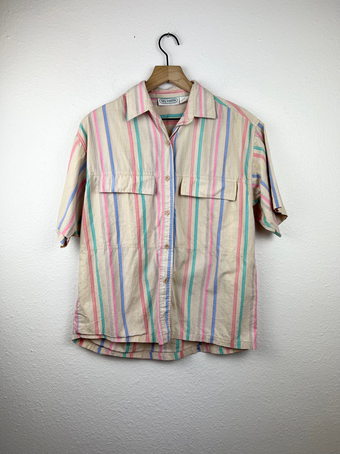 Vertical Striped Button Up Top