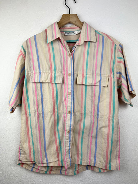 Vertical Striped Button Up Top