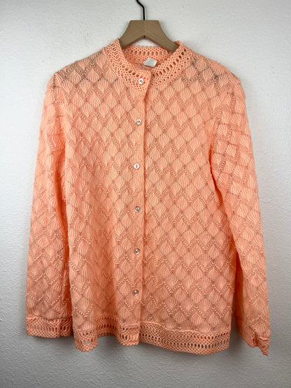 Falling Elm Stitch Peach Cardigan