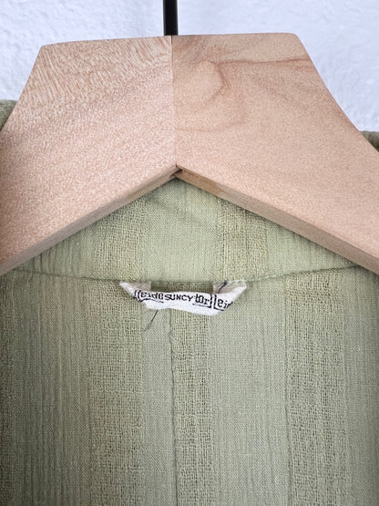 Sage Green Belted Button Up Top