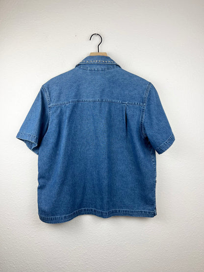 Cats! Denim Button Up Top
