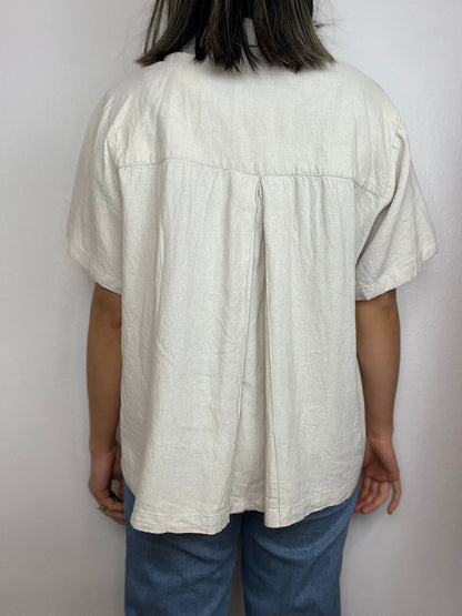 Coldwater Creek Boxy Neutral Button Up Top