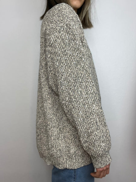 Heathered V-Neck 1-Button Sweater