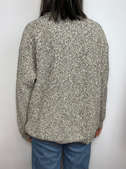Heathered V-Neck 1-Button Sweater