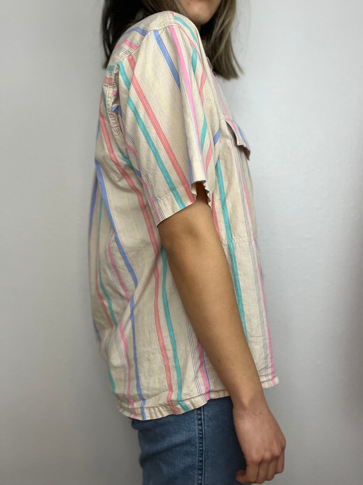 Vertical Striped Button Up Top