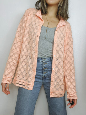 Falling Elm Stitch Peach Cardigan