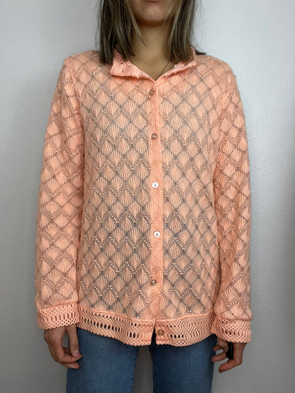 Falling Elm Stitch Peach Cardigan