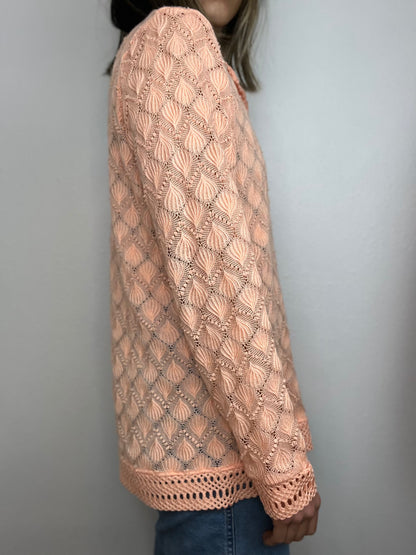 Falling Elm Stitch Peach Cardigan