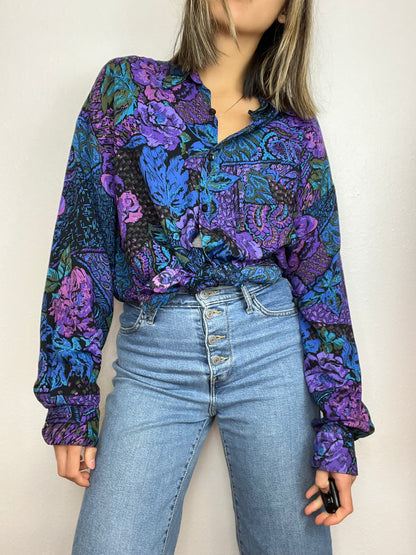 Patterned Floral Button Up Top