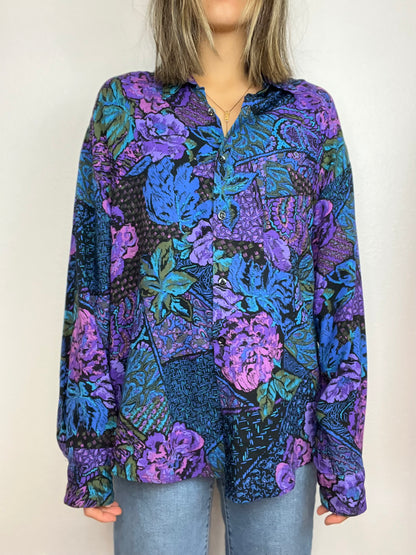 Patterned Floral Button Up Top