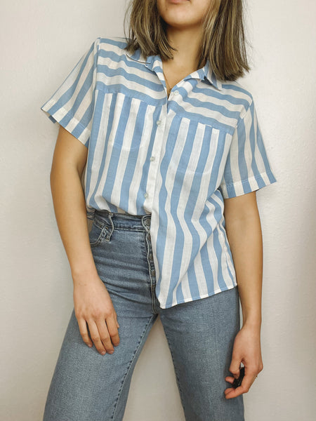 Here's a Hug Striped Button Up Top