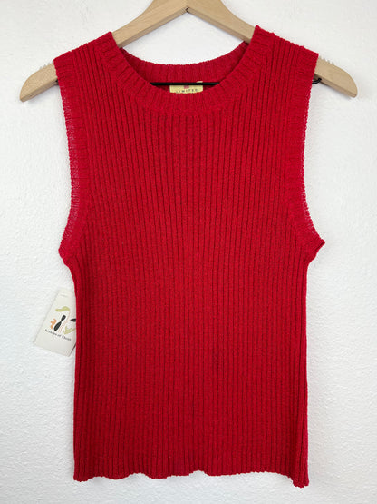 Ribbed Red Sweater Top