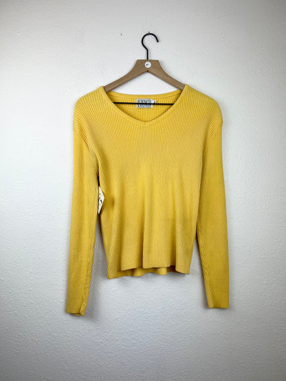 Ribbed V-Neck Sweater Top