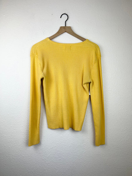 Ribbed V-Neck Sweater Top