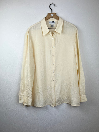 Silk Embossed Floral Button Up Top