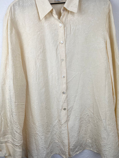 Silk Embossed Floral Button Up Top