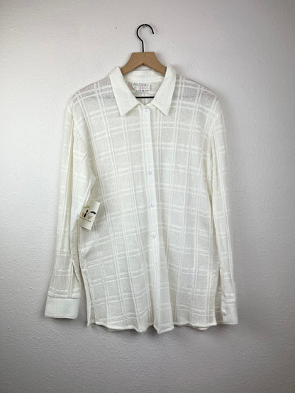 White Long Sleeve Button Up Top
