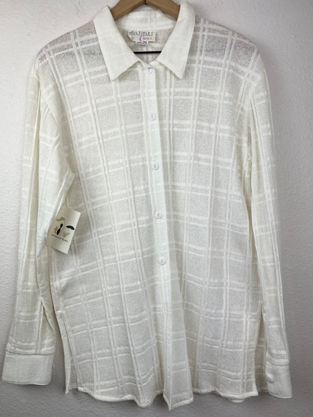 White Long Sleeve Button Up Top