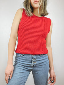 Ribbed Red Sweater Top