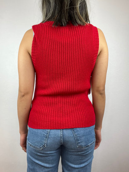 Ribbed Red Sweater Top
