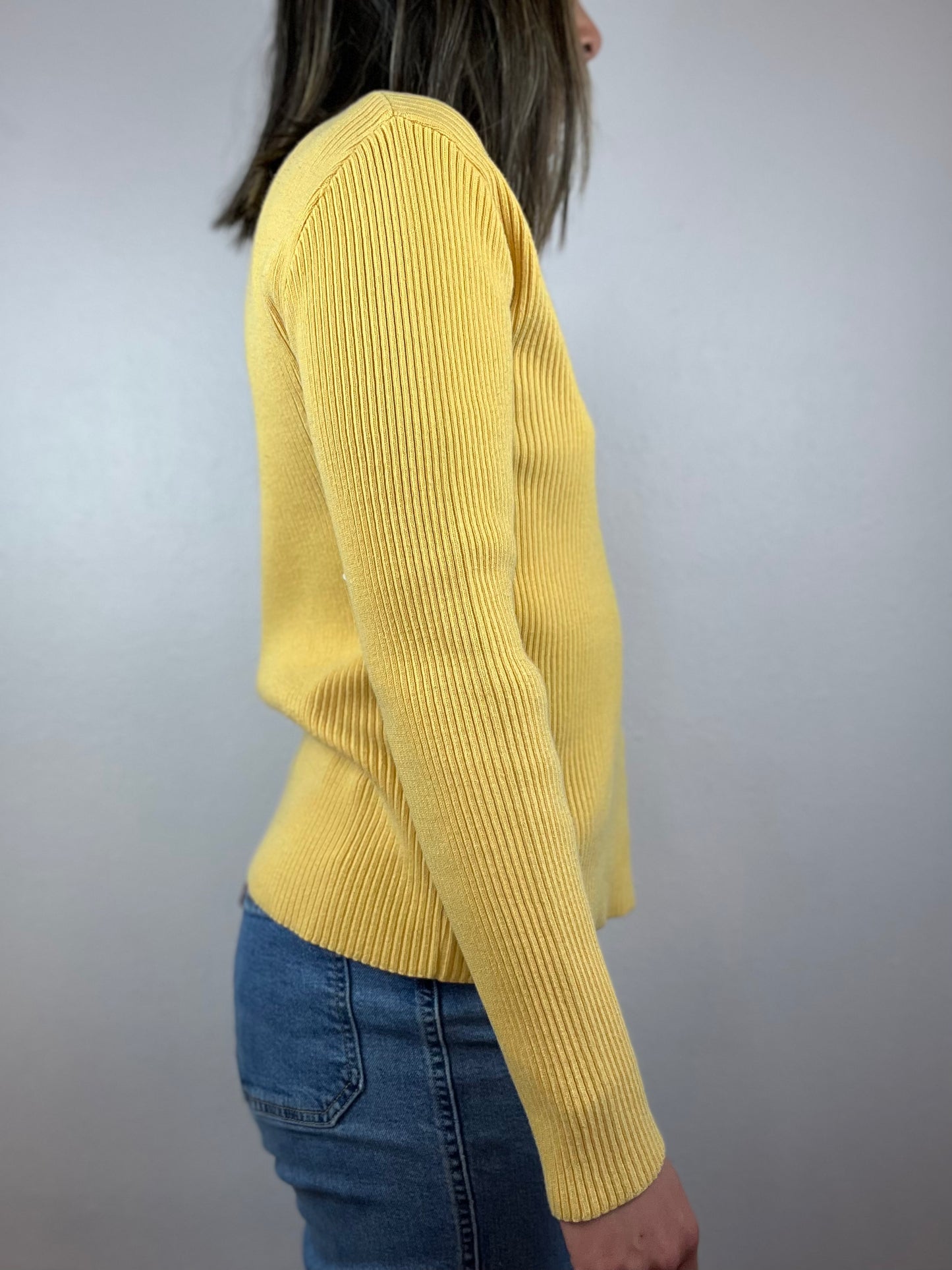 Ribbed V-Neck Sweater Top